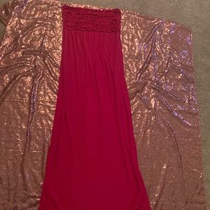Hot pink strapless swimsuit coverup (Large)